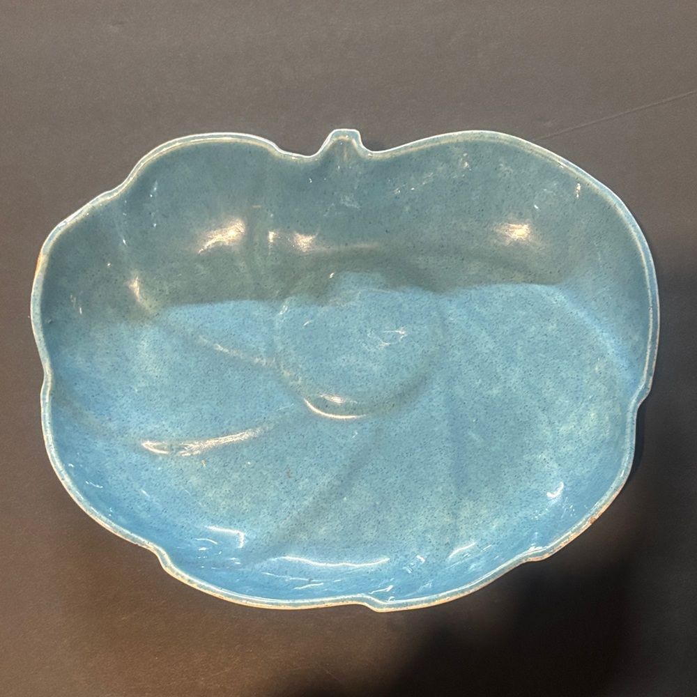 Blue Ceramic Leaf-Shaped Bowl